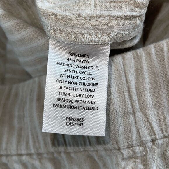 Caslon Linen Blend Elastic Waist Pull On Shorts Tan Striped NWT Size XS - Picture 5 of 7